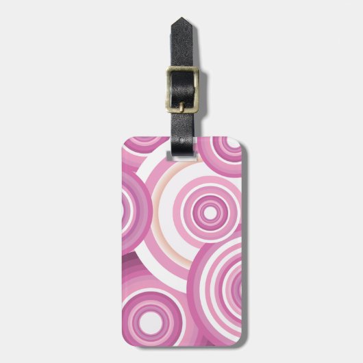 Pink Retro Circles Pattern Bagagelabel (Voorkant verticaal)