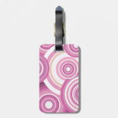 Pink Retro Circles Pattern Bagagelabel (Achterkant verticaal)