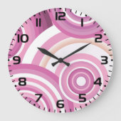 Pink Retro Circles Pattern Grote Klok (Voorkant)