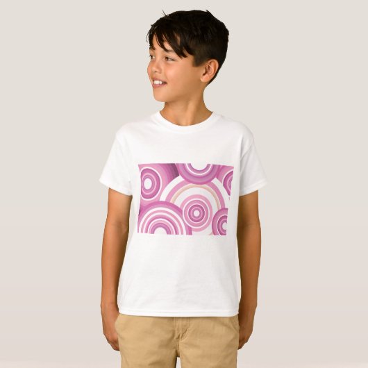 Pink Retro Circles Pattern T-shirt (Voorkant volledig)