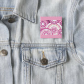 Pink Retro Circles Pattern Vierkante Button 5,1 Cm (In situ)