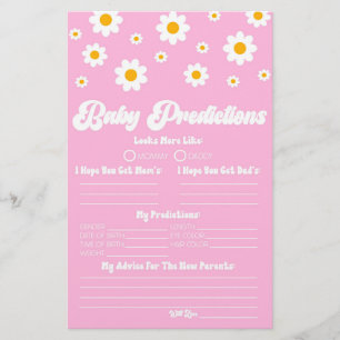Pink Retro Daisy Baby shower voorspellingen activi Briefpapier