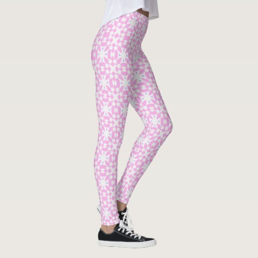 Pink Retro Daisy Pattern Leggings (Rechts)