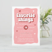 Pink Retro Favorite Things Galentine’s Day Party Kaart (Staand voorkant)