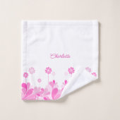 Pink Retro Floral Bloom Bath Towel Set (Gant de toilette)