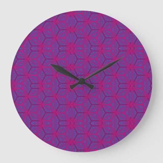 Pink retro geometric pattern grote klok (Voorkant)