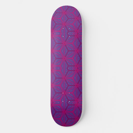Pink retro geometric pattern skateboard (Voorkant)