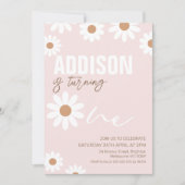 Pink Retro Girls Daisy 1er anniversaire Invitation (Devant)
