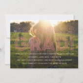 Pink Retro Grad Graduation Photo Invitation (Devant)