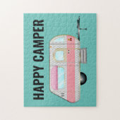 PINK RETRO HAPPY CAMPER JIGSAW PUZZLE LEGPUZZEL (Verticaal)
