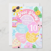 Pink Retro Pool Party Anniversaire Invitation (Devant)