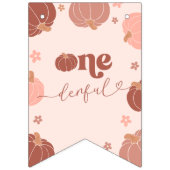 Pink Retro Pumpkin Birthday Bunting Banner (Eerste vlag)