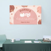 Pink Retro Pumpkin Birthday Large Banner (Beurs)