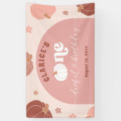 Pink Retro Pumpkin Birthday Large Banner (Verticaal)