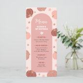 Pink Retro Pumpkin Boho First Birthday Menu (Staand voorkant)