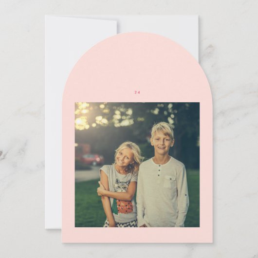 Pink Retro Une photo Arche moderne Carte de Noël (Dos)