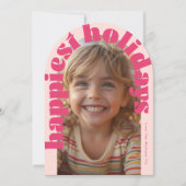 Pink Retro Une photo Arche moderne Carte de Noël (Devant)