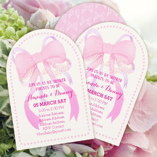 Pink Ribbon Baby shower Arch White Kaart