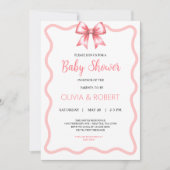Pink Ribbon Baby shower Uitnodiging voor meisje (Voorkant)