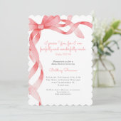Pink Ribbon Bible Verse Baby shower Invitation (Debout devant)