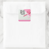 Pink Ribbon Borstkanker Bewustzijn Dank u Vierkante Sticker (Tas)