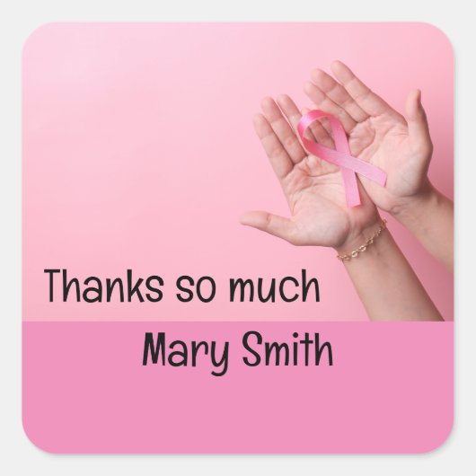 Pink Ribbon borstkanker Bewustzijn Vierkante Sticker (Voorkant)