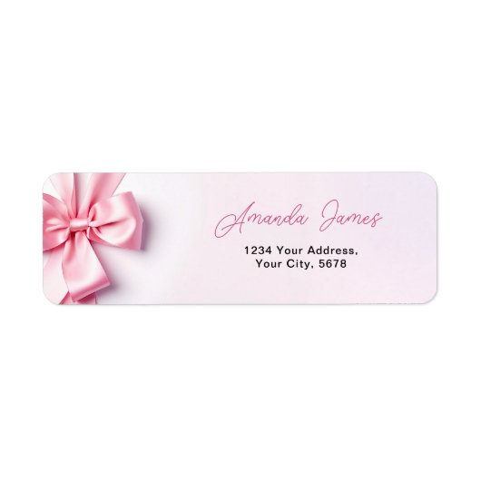 Pink Ribbon Bow Address Etiket (Voorkant)