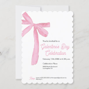Pink Ribbon Bow Galentine's dag Girly modern Kaart
