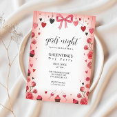 Pink Ribbon Bow Galentine's Invitation