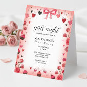 Pink Ribbon Bow Galentine's Invitation Kaart