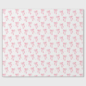 Pink Ribbon Bow Pattern White  Cadeaupapier (Vlak)