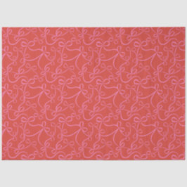 Pink Ribbon Bows on Red Modern Holiday Tissuepapier
