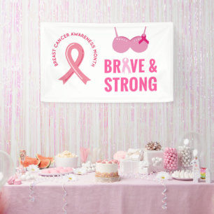 Pink Ribbon Breast Awareness Brave and strong Spandoek