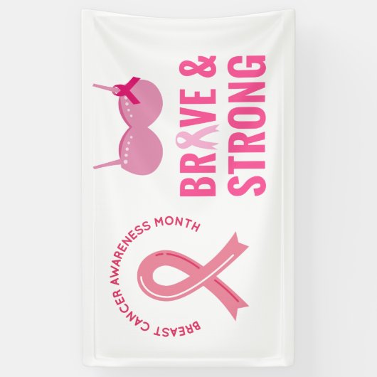 Pink Ribbon Breast Awareness Brave and strong Spandoek (Verticaal)