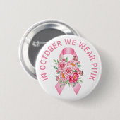 Pink Ribbon Breast Cancer Awareness Button (Voorkant /achterkant)