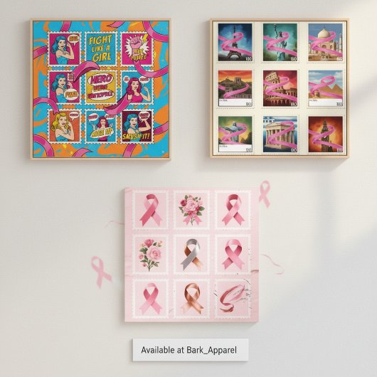 Pink Ribbon Breast Cancer Bewustheid Muurkunst Sets