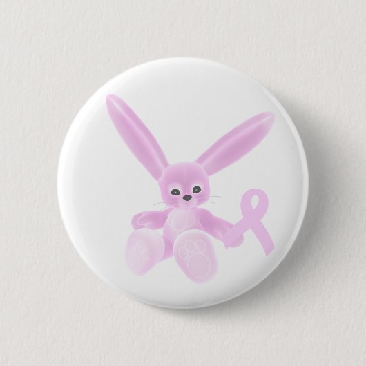 Pink Ribbon Bunny Ronde Button 5,7 Cm (Voorkant)