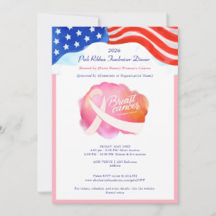 Pink Ribbon Cancer Awareness Month Flag Fundraiser Kaart