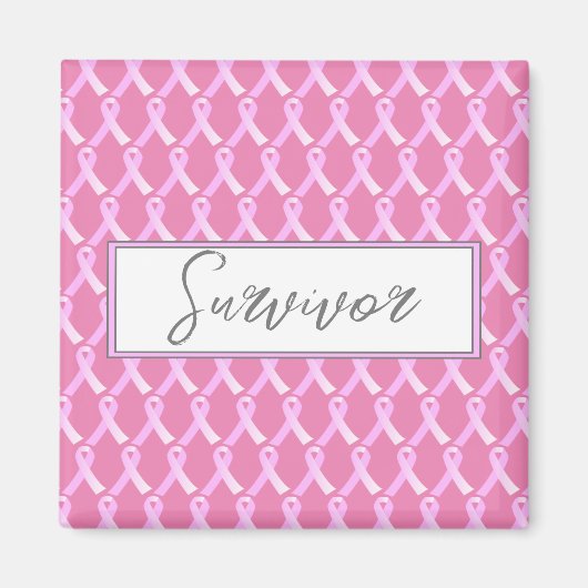 Pink Ribbon Cancer du sein Survivant Magnet (Devant)
