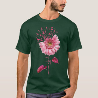 Pink Ribbon Daisy Faith  Breast Cancer Awareness M T-shirt