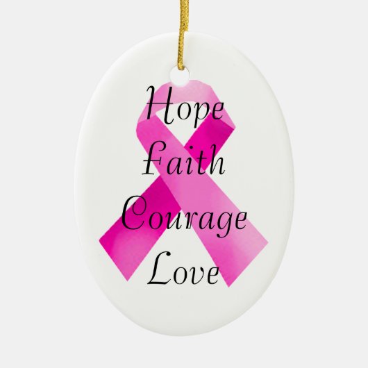 Pink Ribbon Faith Ovaal Ornament (Voorkant)
