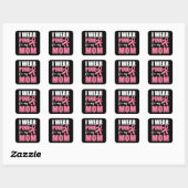 Pink Ribbon Fighter Overlevende Moeder Borstkanker Vierkante Sticker (Vel)