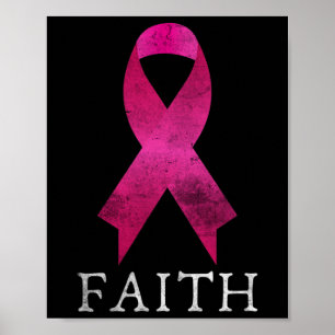 Pink Ribbon Fighter van Borstkanker Faith Heal An Poster