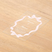 pink ribbon frame Baptism Acryl Uitnodigingen (Laagn)