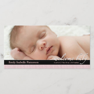 Pink Ribbon Girl Baby Faire-part de naissance Phot
