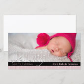 Pink Ribbon Girl Baby Faire-part de naissance Phot (Devant / Derrière)