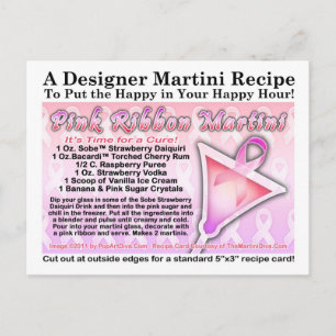 Pink Ribbon Martini Recept Briefkaart voor Borstbl