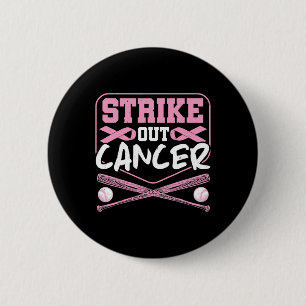 Pink Ribbon Strike Out Cancer Bysebyll Ronde Button 5,7 Cm
