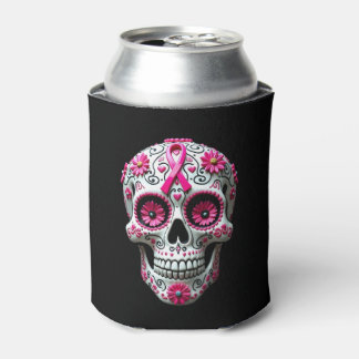 Pink Ribbon Sugar Skull Calavera Breast Cancer Awa Blikjeskoeler