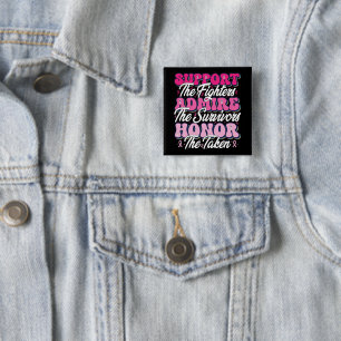 Pink Ribbon Support bewonder het borstbewustzijn v Vierkante Button 5,1 Cm